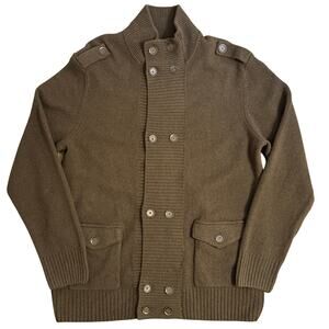 Taso Elba Sweater 100% Lambswool Double-Breasted Button Military Men’s Large